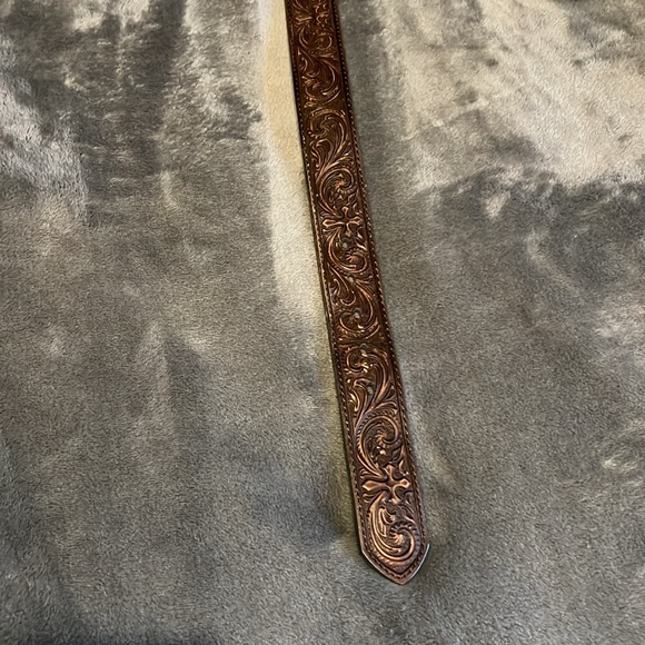 NOCONA Brown WESTERN LEATHER Belt Teal Buckle S - Picture 6 of 10